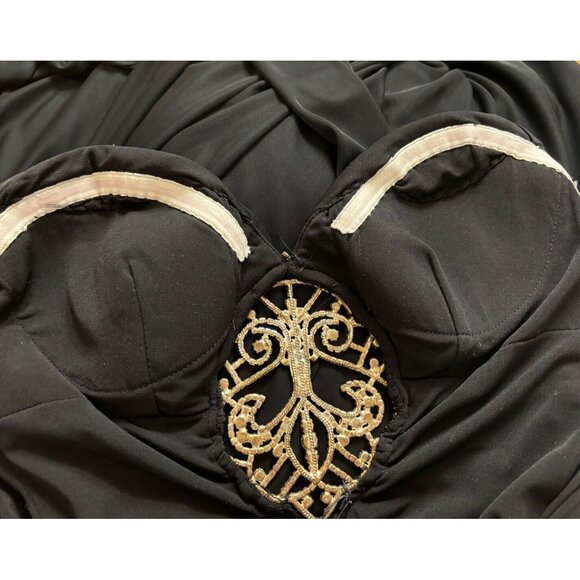 Stunning Cache Ruched Mermaid Bustier Maxi Dress Evening Gown Rhinestone Cut out - Picture 11 of 11